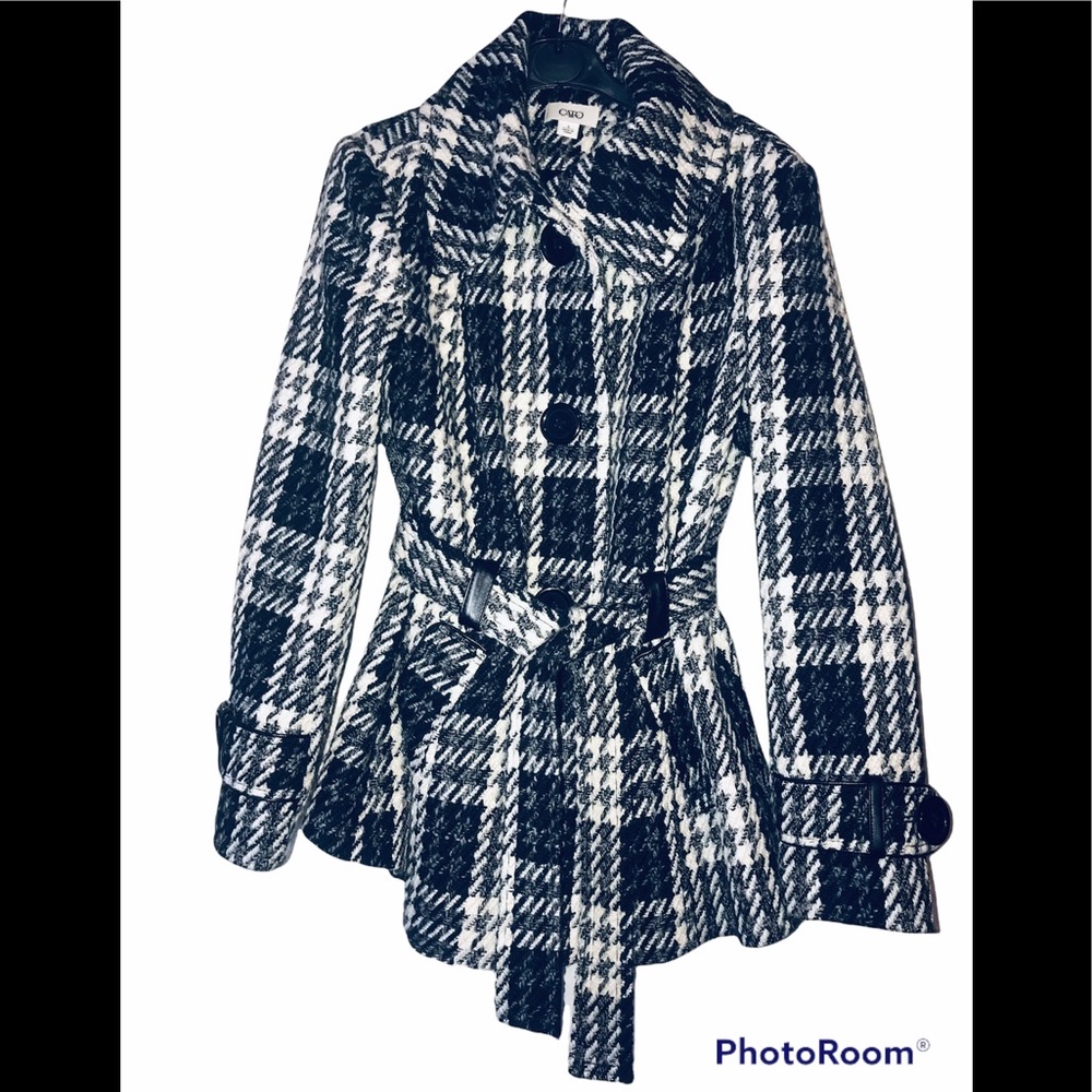 Cato Houndstooth Wool & Acrylic blend Oversized Coat size Small